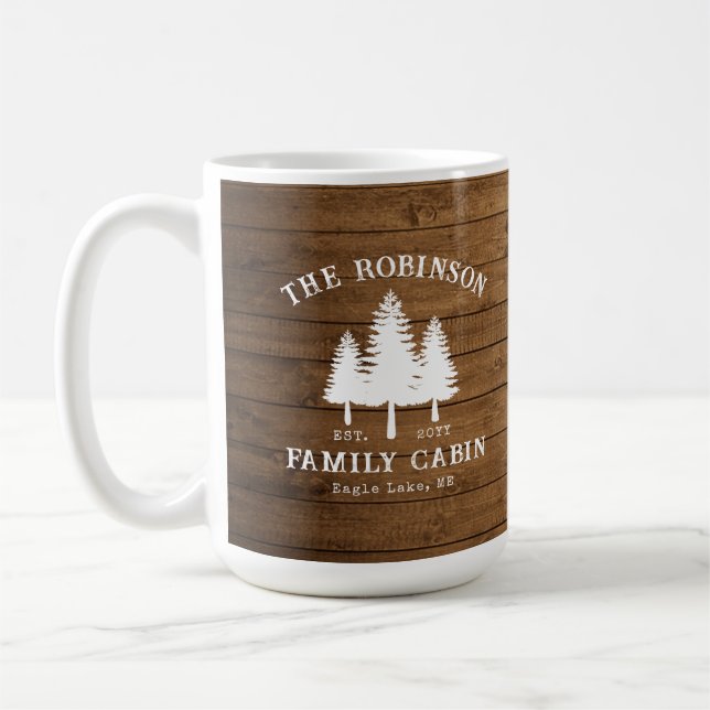 Caneca De Café Árvores de Cabina da Família Rustic Country Plank  (Esquerda)