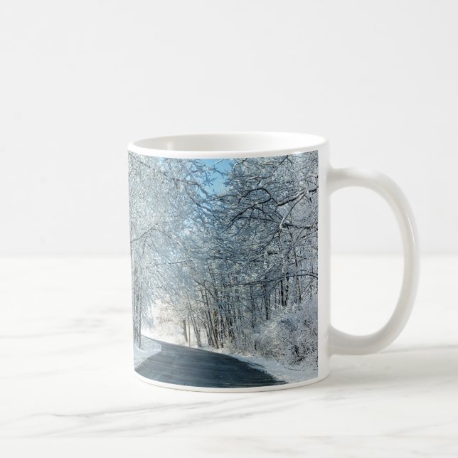 Caneca De Café Árvores de inverno de neve (Direita)