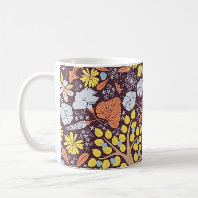 Caneca De Café Árvores de jardim, florais, padrão de maçã (Esquerda)