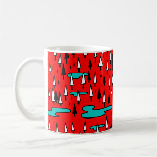 Caneca De Café Árvores de mão livre: Padrão de Natal escandinavo.