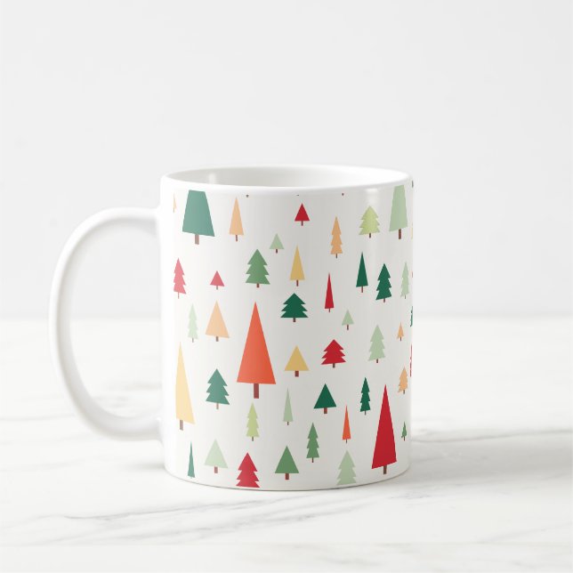 Caneca De Café Árvores de Natal abstrato escandinavas (Esquerda)