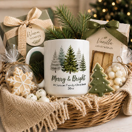 Caneca De Café Árvores de Natal Alegres e Brilhantes Lembrança da