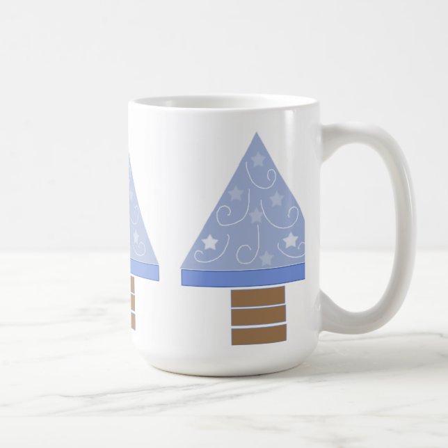 Caneca De Café Árvores de Natal Azuis Caprichosas (Direita)