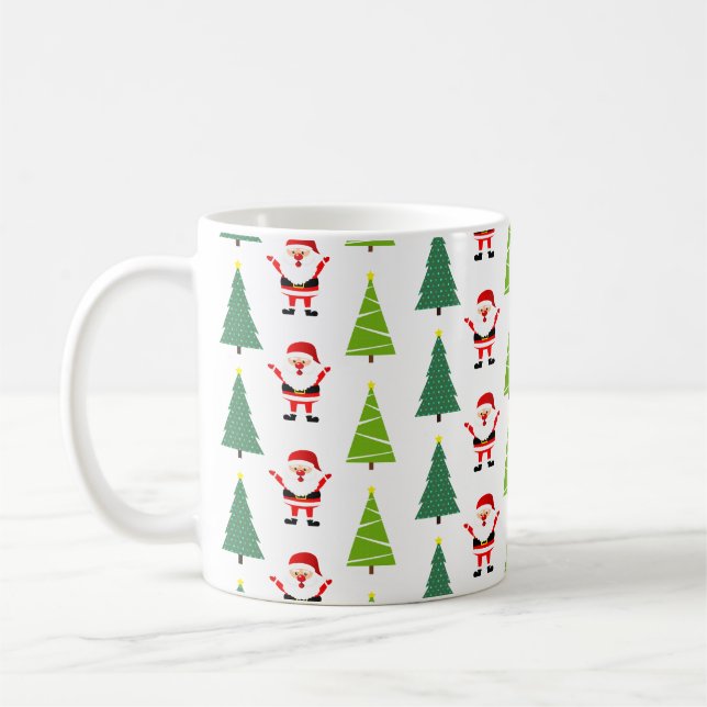 Caneca De Café Árvores de Natal bonitas e Padrão de Papai Noel Br (Esquerda)