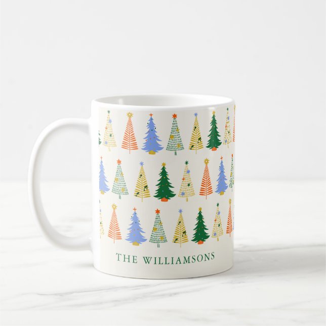 Caneca De Café Árvores de Natal Bonitas Personalizadas Vermelhas  (Esquerda)