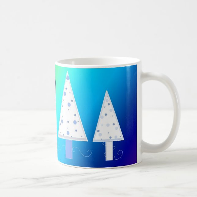 Caneca De Café Árvores de Natal Brancas Bonitas (Direita)