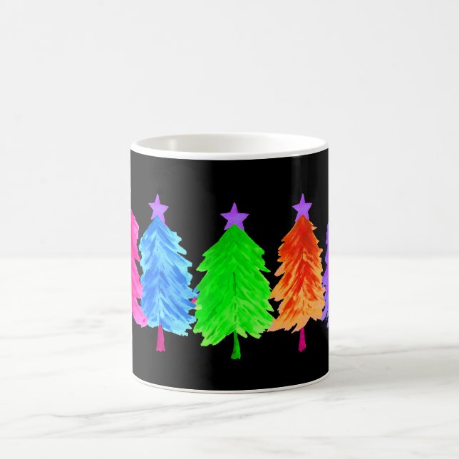 Caneca De Café Árvores de Natal Coloridas Brilhantes (Centro)