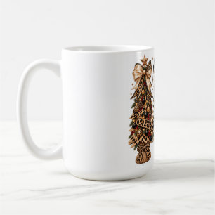Caneca De Café Árvores de Natal com Laço Xadrez Rústico Estilo de