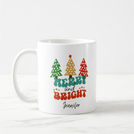 Caneca De Café Árvores de Natal de Férias felizes e Brilhantes
