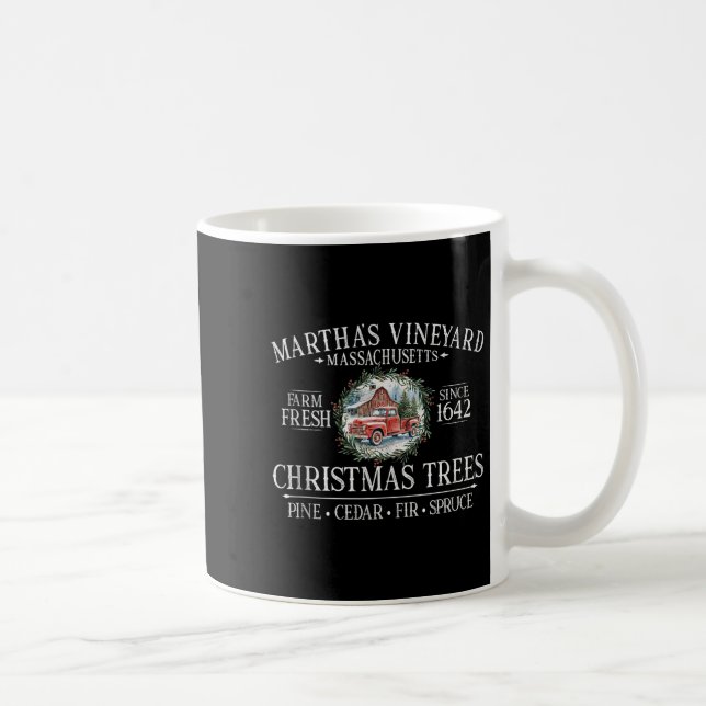 Caneca De Café Árvores de Natal de Martha's Vineyard Ma Caminhão  (Direita)