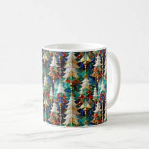 Caneca De Café Árvores de Natal de Vidro Coloridas