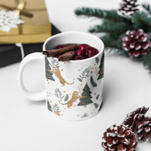 Caneca De Café Árvores de Natal e padrão dos tigres
