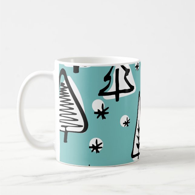 Caneca De Café Árvores de Natal escandinavas: gráficos de safra. (Esquerda)