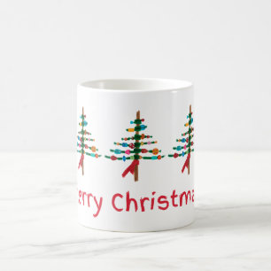Caneca De Café Árvores de Natal Feitas à Mão – Festividade Minima
