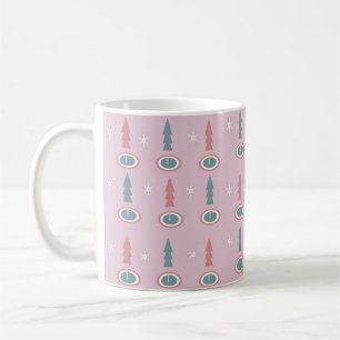 Caneca De Café Árvores de Natal Flocos de Neve Rosa Verde