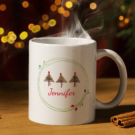 Caneca De Café Árvores de Natal Foffee Mug Wreath Design Gift