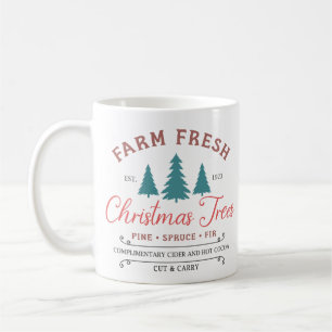Caneca De Café Árvores de Natal frescas de fazenda