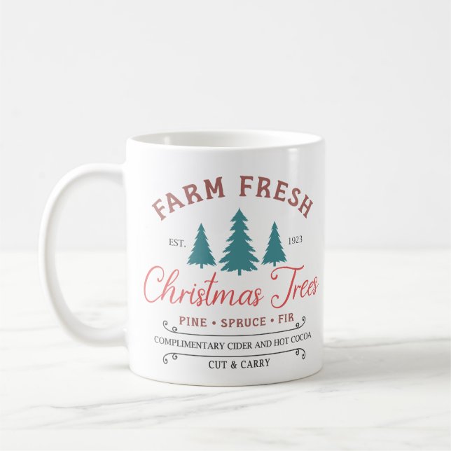 Caneca De Café Árvores de Natal frescas de fazenda (Esquerda)