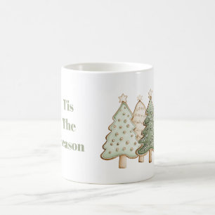 Caneca De Café Árvores de Natal Green Cream