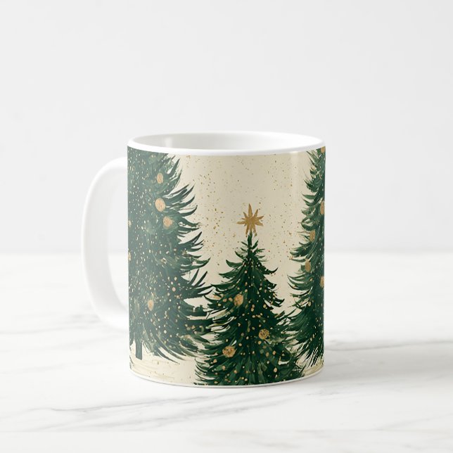 Caneca De Café Árvores de Natal Green Gold (Frente Esquerda)
