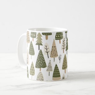 Caneca De Café Árvores de Natal marrom e verde