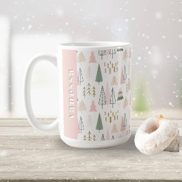 Caneca De Café Árvores de Natal minimalistas são verdes e cor-de-