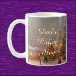Caneca De Café Árvores De Natal Neves Na Cena Da Aldeia Nostálgic