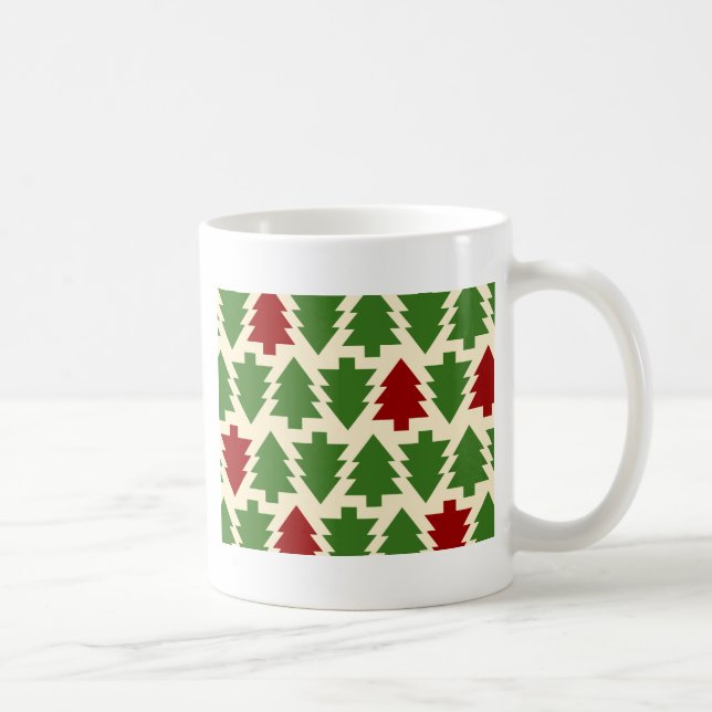 Caneca De Café Árvores de Natal Padrão de Feriado (Direita)