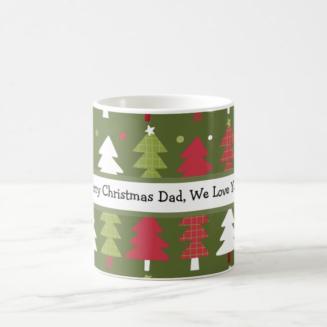 Caneca De Café Árvores de Natal Personalizadas Vermelhas Brancas  (Centro)