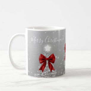 Caneca De Café Árvores de Natal Prateadas de Férias Elegantes com