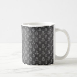 CANECA DE CAFÉ ÁRVORES DE NATAL PRETAS E BRANCAS DE FERIADO