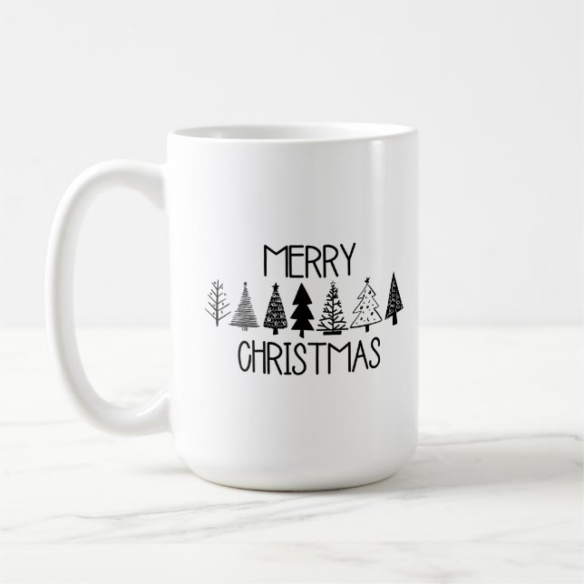 Caneca De Café Árvores de Natal Simples e Feliz Coffee Mug (Esquerda)