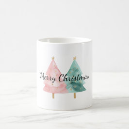 Caneca De Café Árvores de Natal Verdes Rosa