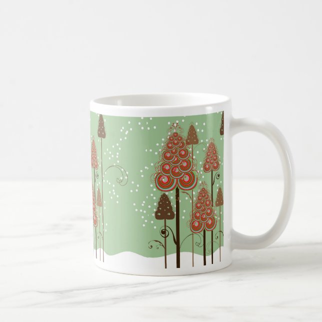 Caneca De Café Árvores de Natal Whimsical Snow Winter Wonderland (Direita)