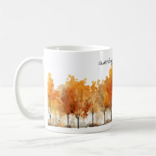 Caneca De Café Árvores de Outono em Estilo Aquarela Serenidade