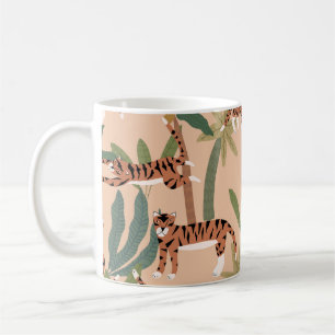 Caneca De Café Árvores de Palma de Tigres de Verão Exóticas