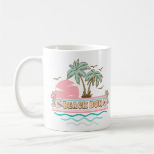 Caneca De Café Árvores de Palma do Tema Tropical Bum da Praia Ret
