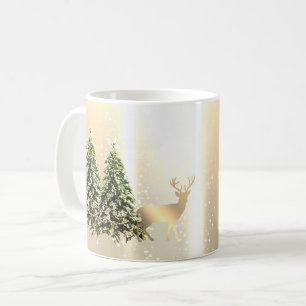 Caneca De Café Árvores de pinheiro elegantes e sofisticadas, Rena