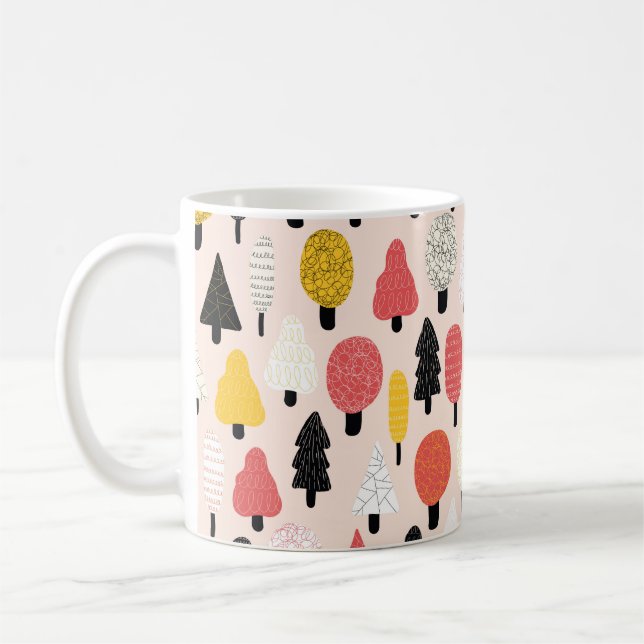Caneca De Café Árvores de rabisco sem descontinuidades. Repetir (Esquerda)