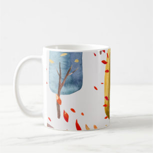 Caneca De Café Árvores do outono: Cores d'água pintadas à mão
