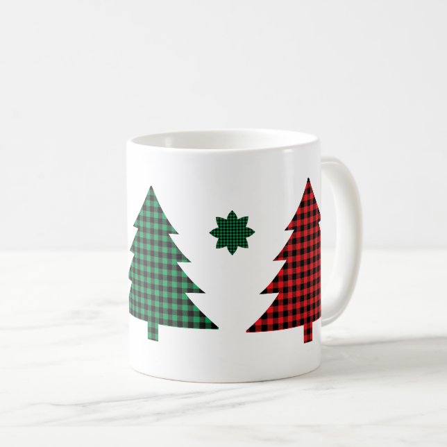 Caneca De Café Árvores em Xadrez de Búfalo (Frente Esquerda)