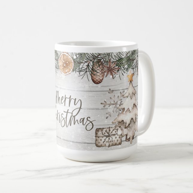 Caneca De Café Árvores florestais de Natal Feliz (Frente Esquerda)