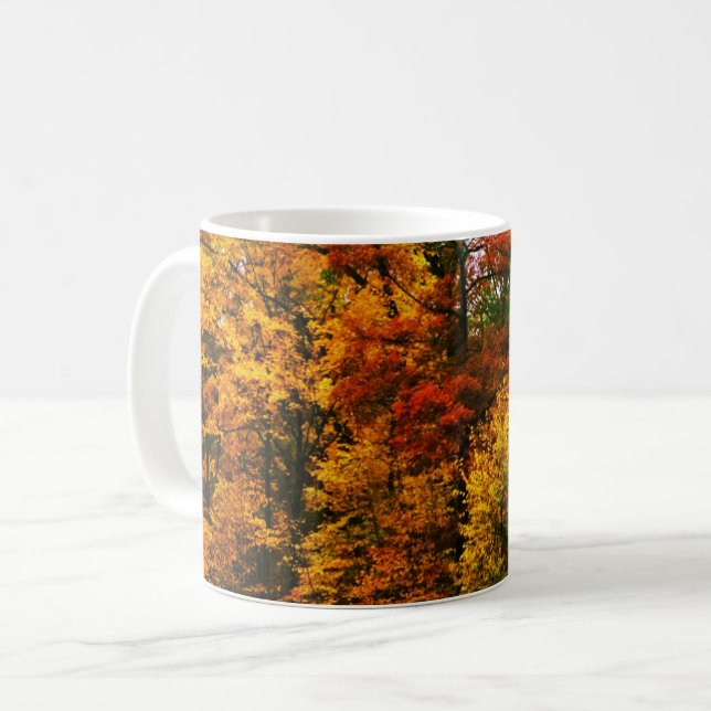 Caneca De Café Árvores Laranja do Outono (Frente Esquerda)