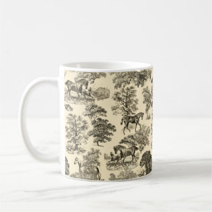 Caneca De Café Árvores Rústicas Elegantes Beige Tan Toile
