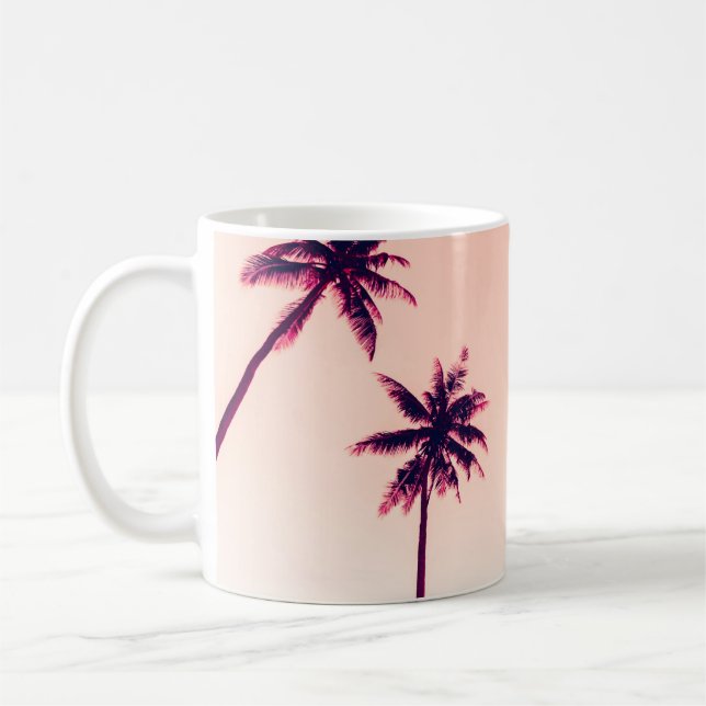 Caneca De Café Árvores tropicais de coco de palma na natureza do  (Esquerda)