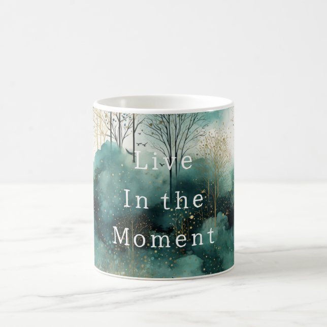 Caneca De Café Árvores Verde Ouro com Pássaros no Natal (Centro)