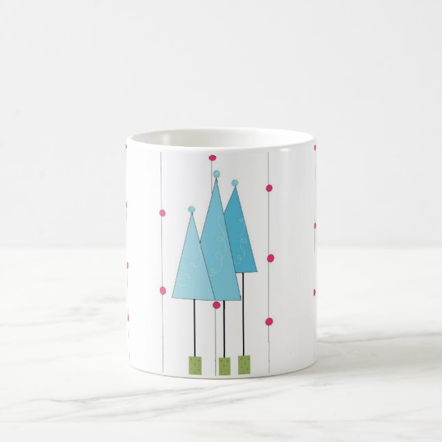 Caneca De Café Árvores Whimsical Azuis (Centro)