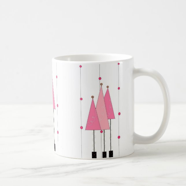 Caneca De Café Árvores Whimsical Rosa (Direita)