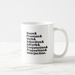 Caneca De Café As 8 Partes do Discurso em Língua Inglesa