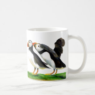 Caneca De Café As ave marinho dos papagaio-do-mar na Aquarela